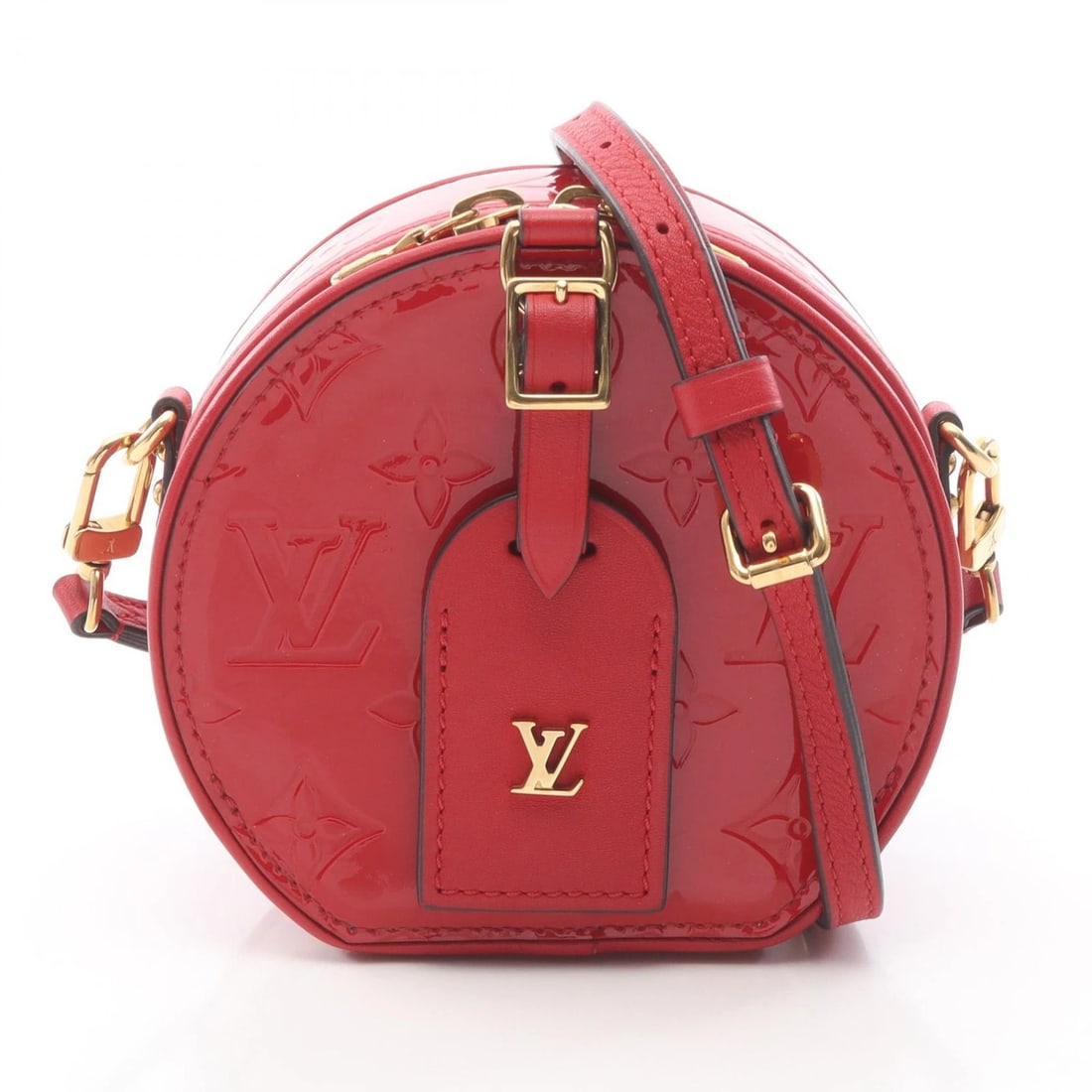 LOUIS VUITTON MINI BOITE CHAPEAU SHOULDER CROSSBODY BAG: LOUIS VUITTON Mini Boite Chapeau Shoulder crossbody Bag Brand: LOUIS VUITTON Type: Shoulder Bag Material: Vernis × leather Color: Rouge / Red??ish colors Size: H:12cm x W:7.5cm x D:6cm (H:4.7" x W:3.