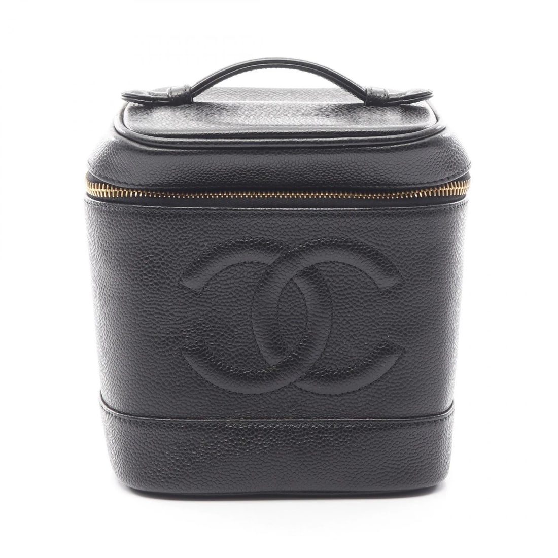 CHANEL CC LOGO VANITY HANDBAG CALFSKIN: CHANEL CC Logo Vanity Handbag Calfskin Brand: CHANEL Type: Handbag Material: Calfskin (cowhide) Color: Black??ish colors Size: H:17cm x W:15cm x D:12cm (H:6.7" x W:5.9" x D:4.7") Accessories: None