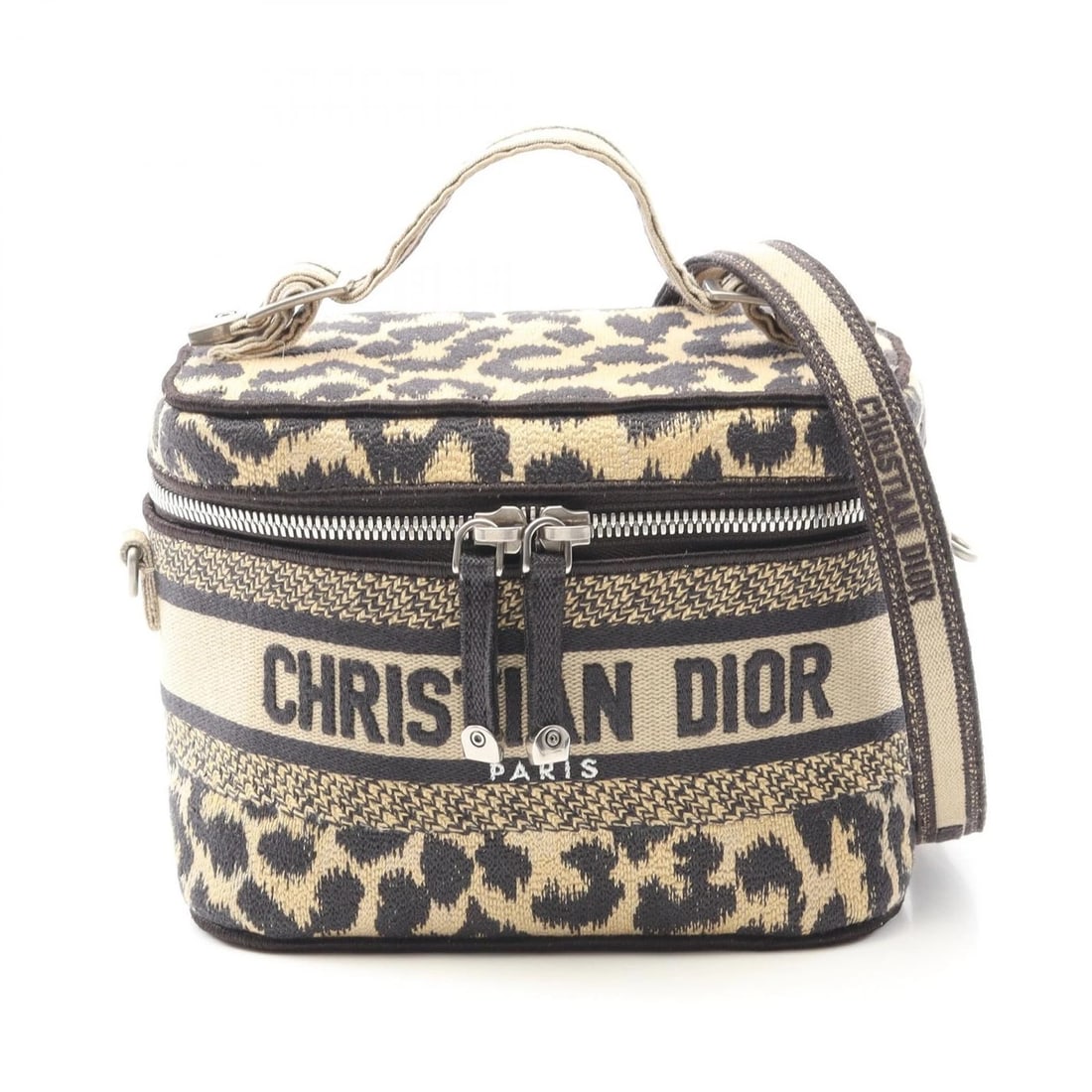 CHRISTIAN DIOR DIORTRAVEL SMALL VANITY 2WAY SHOULDER HANDBAG: Christian Dior DIORTRAVEL Small Vanity 2Way Shoulder Handbag Brand: Dior Type: Handbag Material: canvas Color: Beige??ish colors × Black??ish colors Size: H:14cm x W:18cm x D:10cm (H:5.5" x W:7.1" x 