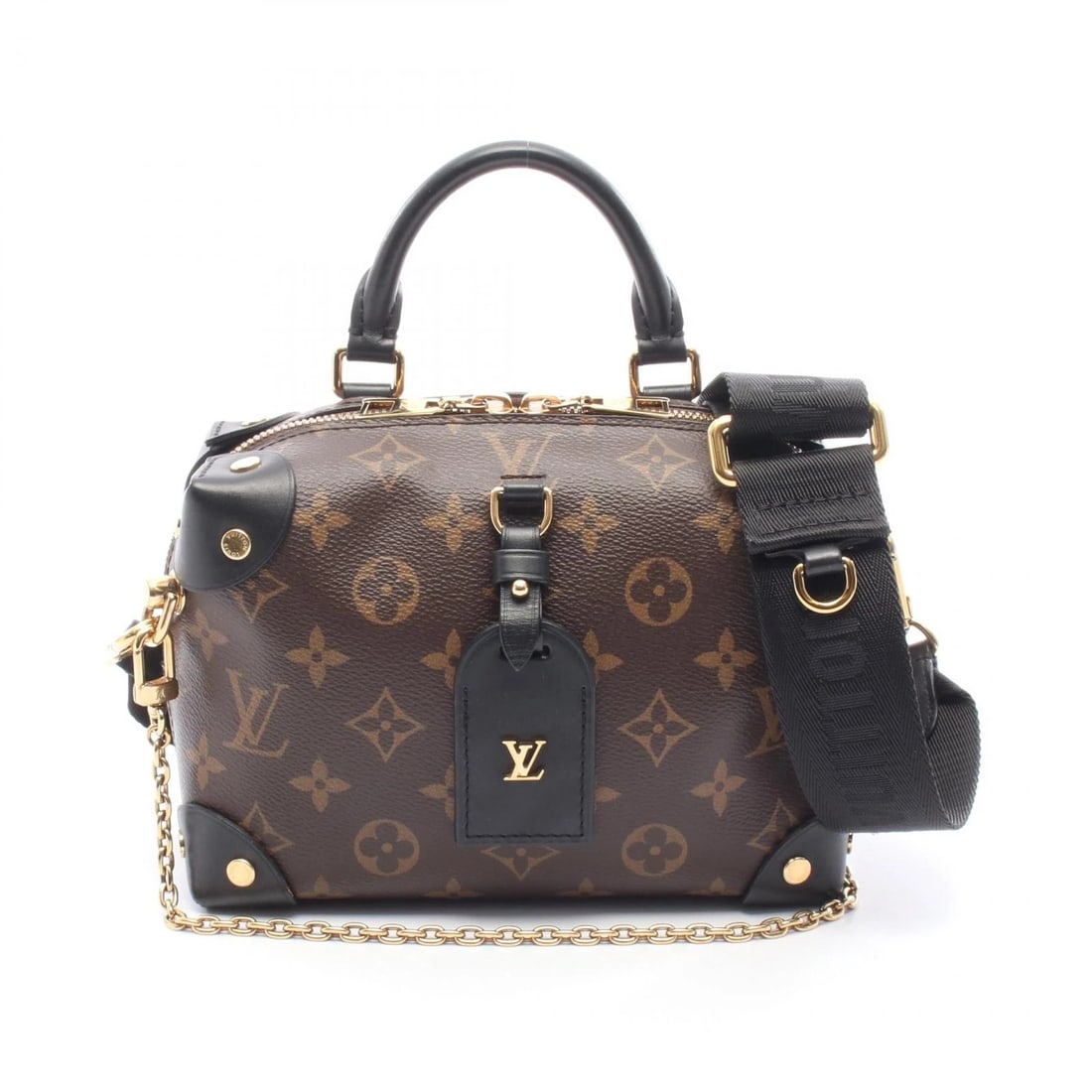 LOUIS VUITTON PETIT MALLE SUPLE CHAIN SHOULDER CROSSBODY HANDBAG: LOUIS VUITTON Petit Malle Suple chain shoulder crossbody Handbag Brand: LOUIS VUITTON Type: Handbag Material: Monogram × PVC coated canvas × leather Color: Black / Brown??ish colors × Black??ish co