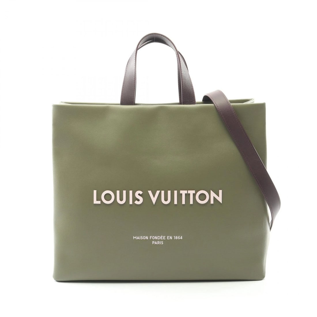 LOUIS VUITTON SHOPPER TOTE MM SHOULDER BAG: LOUIS VUITTON Shopper Tote MM shoulder Bag Brand: LOUIS VUITTON Type: Tote Bag Material: leather Color: Khaki??ish colors Size: H:33cm x W:40cm x D:15cm (H:13.0" x W:15.7" x D:5.9") Accessories: N