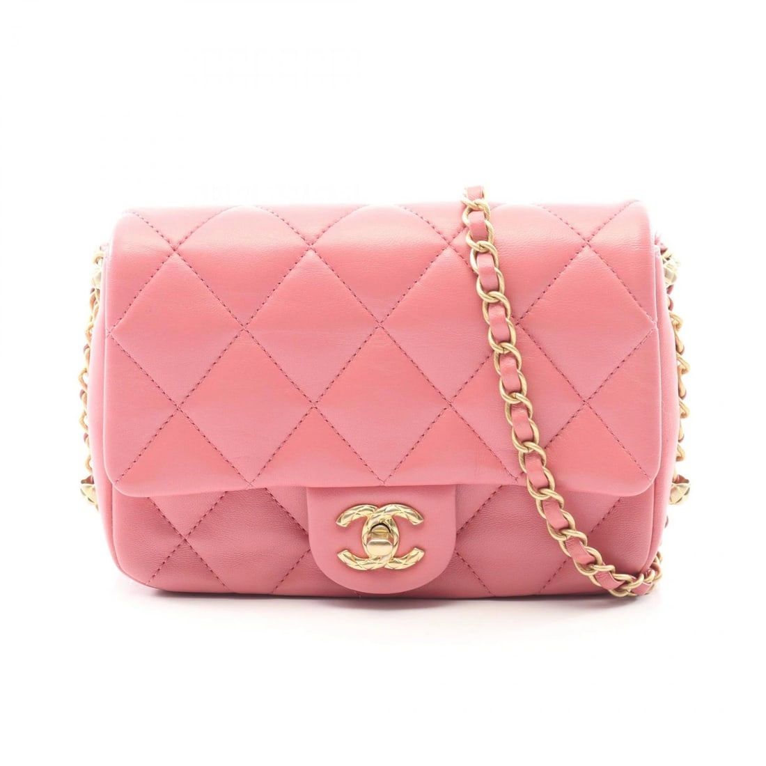 CHANEL MATELASSE SMALL CHAIN SHOULDER CROSSBODY BAG: CHANEL Matelasse Small chain Shoulder crossbody Bag Brand: CHANEL Type: Shoulder Bag Material: Lambskin (sheep leather) Color: Pink??ish colors Size: H:13cm x W:18cm x D:6cm (H:5.1" x W:7.1" x D:2.4")