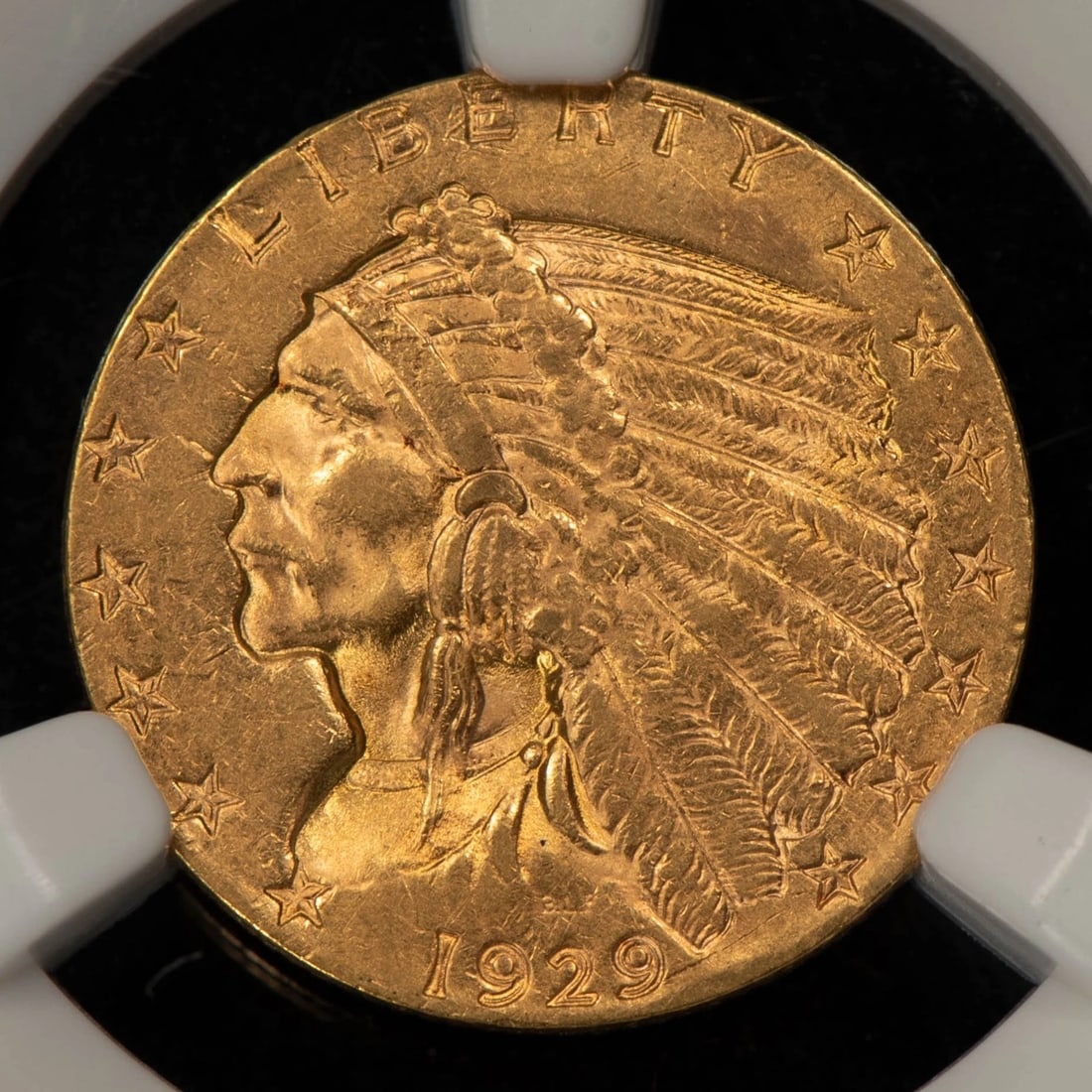 1929 G$2.50 INDIAN HEAD GOLD QUARTER EAGLE: 1929 G$2.50 Indian Head Gold Quarter Eagle Brand/Mint: U.S. Mint Year: 1929 Fineness: 0.9 Country of Origin: United States Accessories: None Accessories Notice: When purchasing pre-owned goods, ple