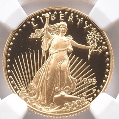 1995-W $10 AMERICAN GOLD EAGLE: 1995-W $10 American Gold Eagle Brand/Mint: None Year: 1995 Fineness: None Denomination: $10 Country of Origin: United States Accessories: None Accessories Notice: When purchasing pre-owned