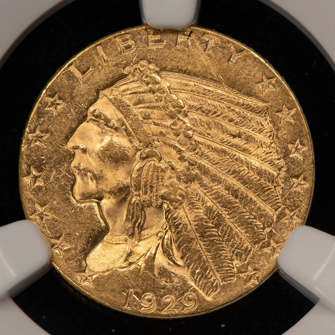 1929 G$2.50 INDIAN HEAD GOLD QUARTER EAGLE: 1929 G$2.50 Indian Head Gold Quarter Eagle Brand/Mint: U.S. Mint Year: 1929 Fineness: 0.9 Country of Origin: United States Accessories: None Accessories Notice: When purchasing pre-owned goods, ple
