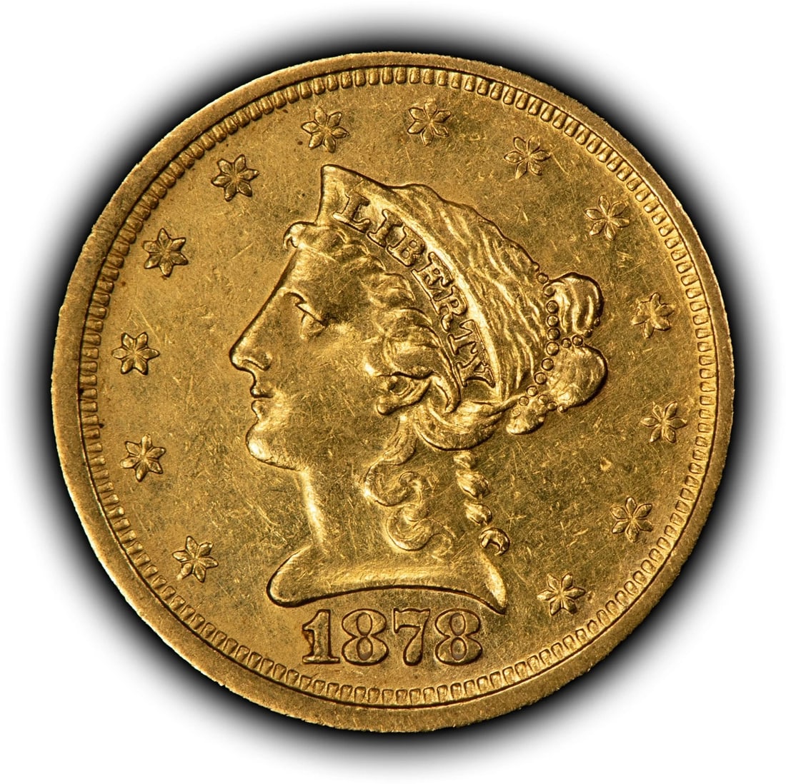 1878-S G$2.50 LIBERTY GOLD QUARTER EAGLE - AUTHENTIC US COIN: 1878-S G$2.50 Liberty Gold Quarter Eagle - Authentic US Coin Brand/Mint: U.S. Mint Year: 1878 Fineness: 0.9 Country of Origin: United States Accessories: None Accessories Notice: When purchasing pr