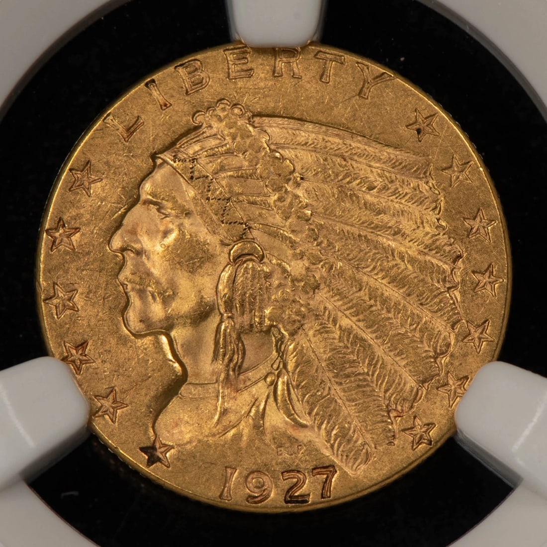 1927 G$2.50 INDIAN HEAD GOLD QUARTER EAGLE: 1927 G$2.50 Indian Head Gold Quarter Eagle Brand/Mint: U.S. Mint Year: 1927 Fineness: 0.9 Country of Origin: United States Accessories: None Accessories Notice: When purchasing pre-owned goods, ple