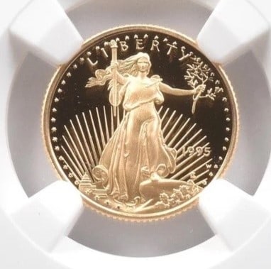 1995-W $5 AMERICAN GOLD EAGLE: 1995-W $5 American Gold Eagle Brand/Mint: None Year: 1995 Fineness: None Denomination: $5 Country of Origin: United States Accessories: None Accessories Notice: When purchasing pre-owned g