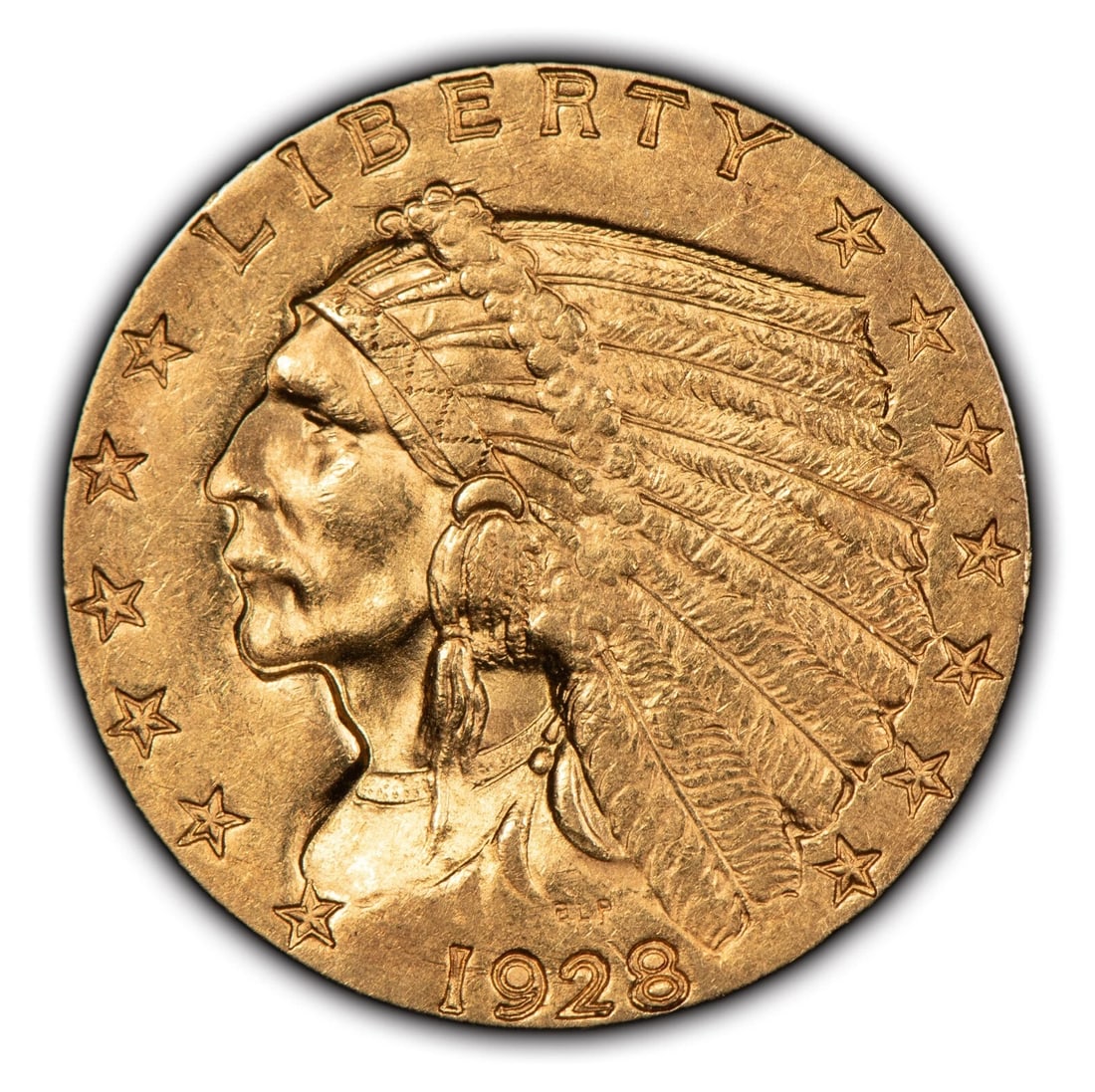 1928 G$2.50 INDIAN HEAD GOLD QUARTER EAGLE: 1928 G$2.50 Indian Head Gold Quarter Eagle Brand/Mint: U.S. Mint Year: 1928 Fineness: 0.9 Country of Origin: United States Accessories: None Accessories Notice: When purchasing pre-owned goods, ple