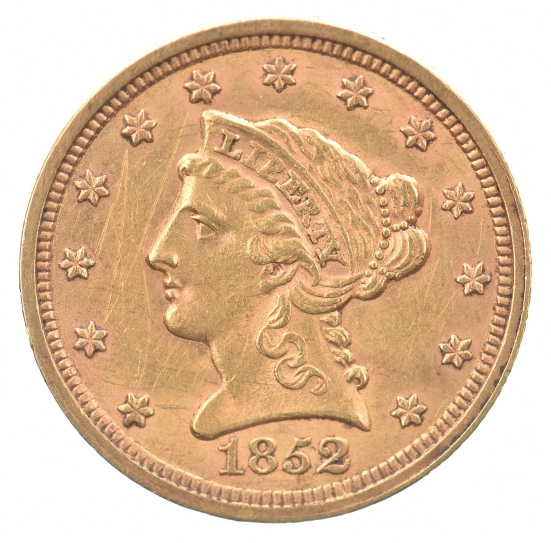 1852 $2.50 LIBERTY HEAD GOLD QUARTER EAGLE: 1852 $2.50 Liberty Head Gold Quarter Eagle Brand/Mint: None Year: 1852 Fineness: None Denomination: $2.50 Country of Origin: United States Accessories: None Accessories Notice: When purcha