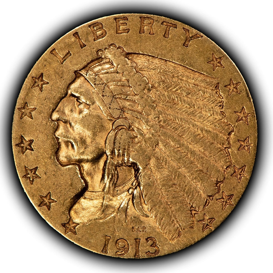 1913 G$2.50 INDIAN HEAD GOLD QUARTER EAGLE: 1913 G$2.50 Indian Head Gold Quarter Eagle Brand/Mint: U.S. Mint Year: 1913 Fineness: 0.9 Country of Origin: United States Accessories: None Accessories Notice: When purchasing pre-owned goods, ple