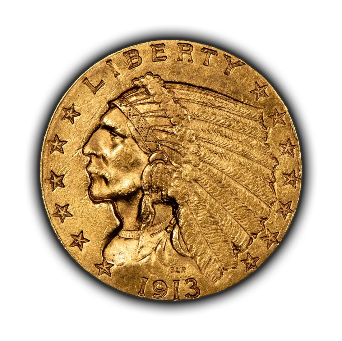 1913 G$2.50 INDIAN HEAD GOLD QUARTER EAGLE: 1913 G$2.50 Indian Head Gold Quarter Eagle Brand/Mint: U.S. Mint Year: 1913 Fineness: 0.9 Country of Origin: United States Accessories: None Accessories Notice: When purchasing pre-owned goods, ple