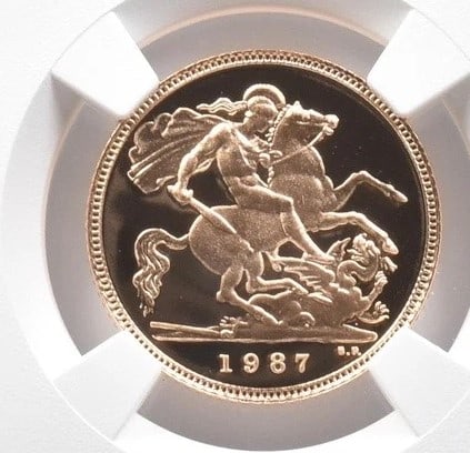 1987 GREAT BRITAIN 1/2 GOLD SOVEREIGN: 1987 Great Britain 1/2 Gold Sovereign Brand/Mint: None Year: 1987 Fineness: None Denomination: Not Specified Country of Origin: United Kingdom Accessories: None Accessories Notice: When pu