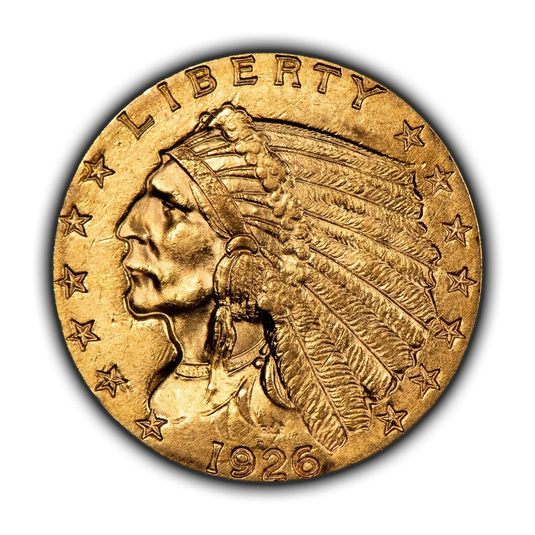 1926 G$2.50 INDIAN HEAD GOLD QUARTER EAGLE: 1926 G$2.50 Indian Head Gold Quarter Eagle Brand/Mint: U.S. Mint Year: 1926 Fineness: 0.9 Country of Origin: United States Accessories: None Accessories Notice: When purchasing pre-owned goods, ple