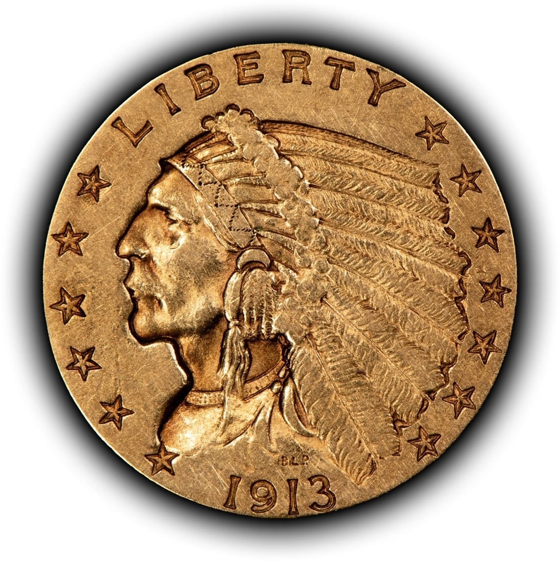 1913 G$2.50 INDIAN HEAD GOLD QUARTER EAGLE: 1913 G$2.50 Indian Head Gold Quarter Eagle Brand/Mint: U.S. Mint Year: 1913 Fineness: 0.9 Country of Origin: United States Accessories: None Accessories Notice: When purchasing pre-owned goods, ple