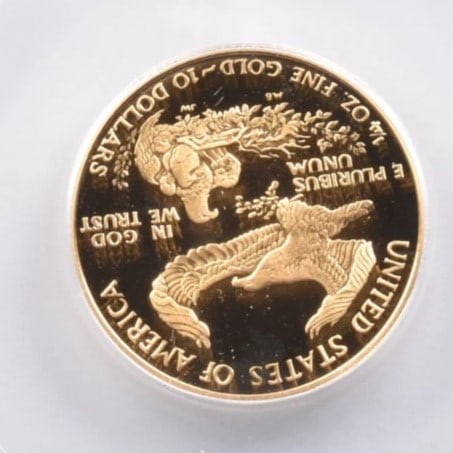 1991-P $10 AMERICAN GOLD EAGLE: 1991-P $10 American Gold Eagle Brand/Mint: None Year: 1991 Fineness: None Denomination: $10 Country of Origin: United States Accessories: None Accessories Notice: When purchasing pre-owned