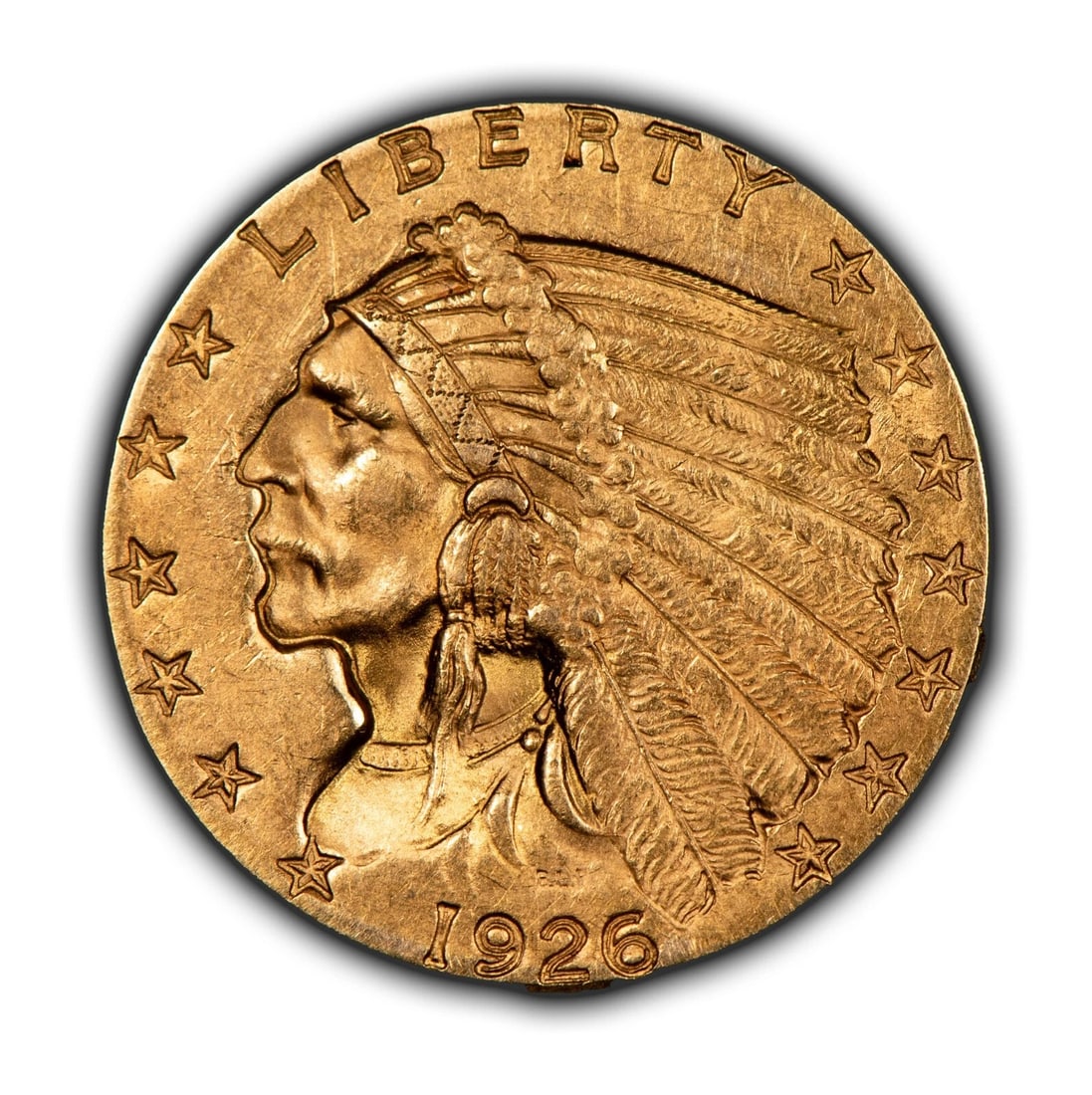 1926 G$2.50 INDIAN HEAD GOLD QUARTER EAGLE: 1926 G$2.50 Indian Head Gold Quarter Eagle Brand/Mint: U.S. Mint Year: 1926 Fineness: 0.9 Country of Origin: United States Accessories: None Accessories Notice: When purchasing pre-owned goods, ple