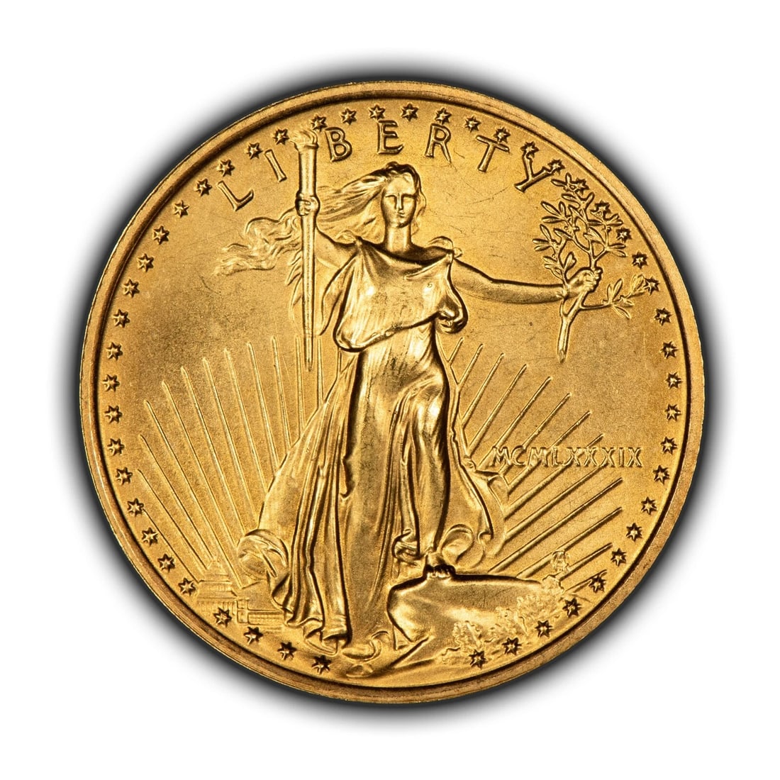 1989 G$10 1/4 OZ GOLD AMERICAN EAGLE: 1989 G$10 1/4 oz Gold American Eagle Brand/Mint: U.S. Mint Year: 1989 Fineness: 0.9167 Country of Origin: United States Accessories: None Accessories Notice: When purchasing pre-owned goods, please
