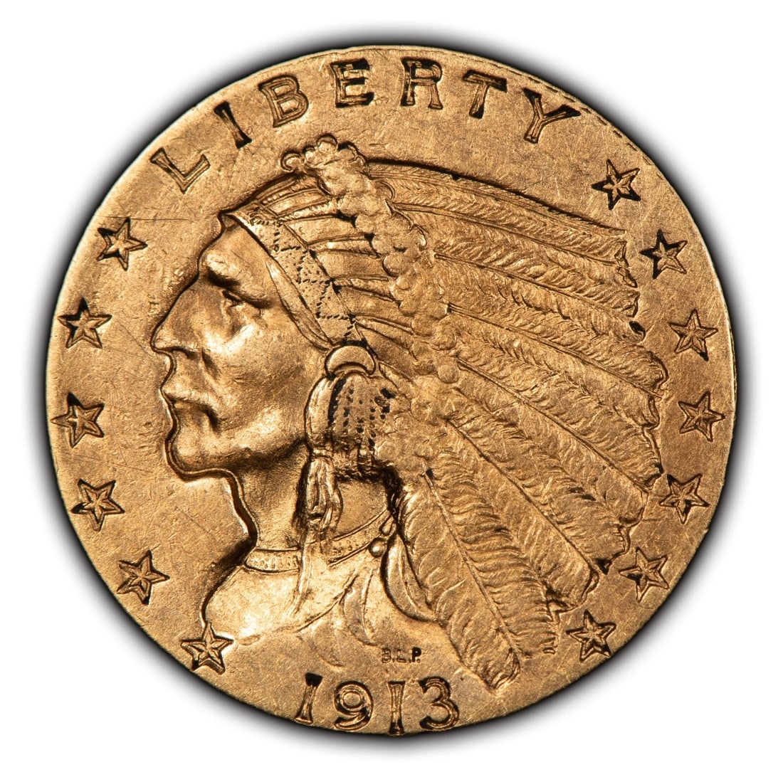 1913 G$2.50 INDIAN HEAD GOLD QUARTER EAGLE: 1913 G$2.50 Indian Head Gold Quarter Eagle Brand/Mint: U.S. Mint Year: 1913 Fineness: 0.9 Country of Origin: United States Accessories: None Accessories Notice: When purchasing pre-owned goods, ple