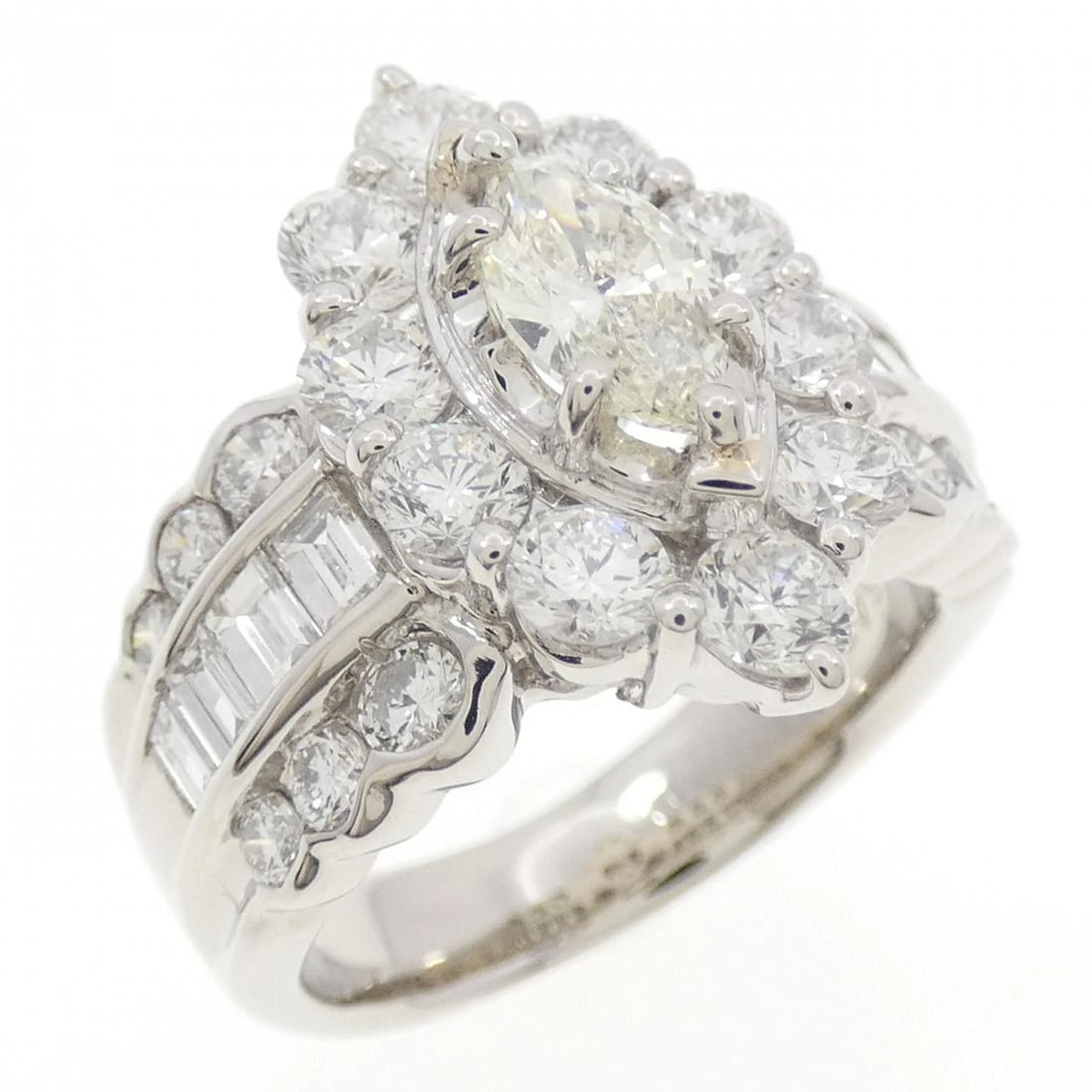 PT900 DIAMOND RING: PT900 Diamond Ring Brand: Unbranded Type: Diamond Ring Material: PT900, Main Stone/Creation Natural Color: silver Size: US6 Accessories: None Accessories Notice: When purchasing pre-owned