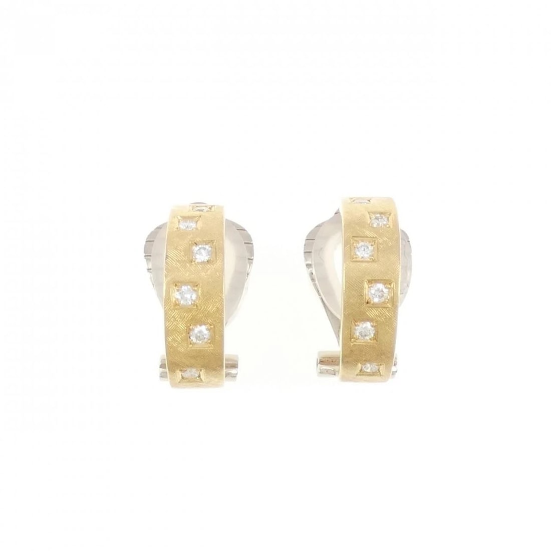 K18YG/K14WG DIAMOND EARRINGS: K18YG/K14WG Diamond Earrings Brand: Unbranded Type: Diamond Pierce/Earring Material: K18YG/K14WG, Main Stone/Creation Natural Color: YG,WG Size: Actual Size Approx. height x width: 18.0mm x 5.2mm