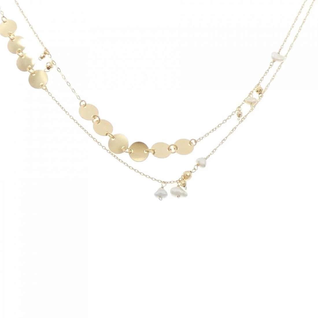 K18YG FRESHWATER PEARL NECKLACE: K18YG Freshwater Pearl Necklace Brand: Unbranded Type: Freshwater pearl Necklace Material: K18YG, Main Stone/Creation Freshwater Pearl Secondary Stone diamond Color: Yellow gold Size: 84cm Actual