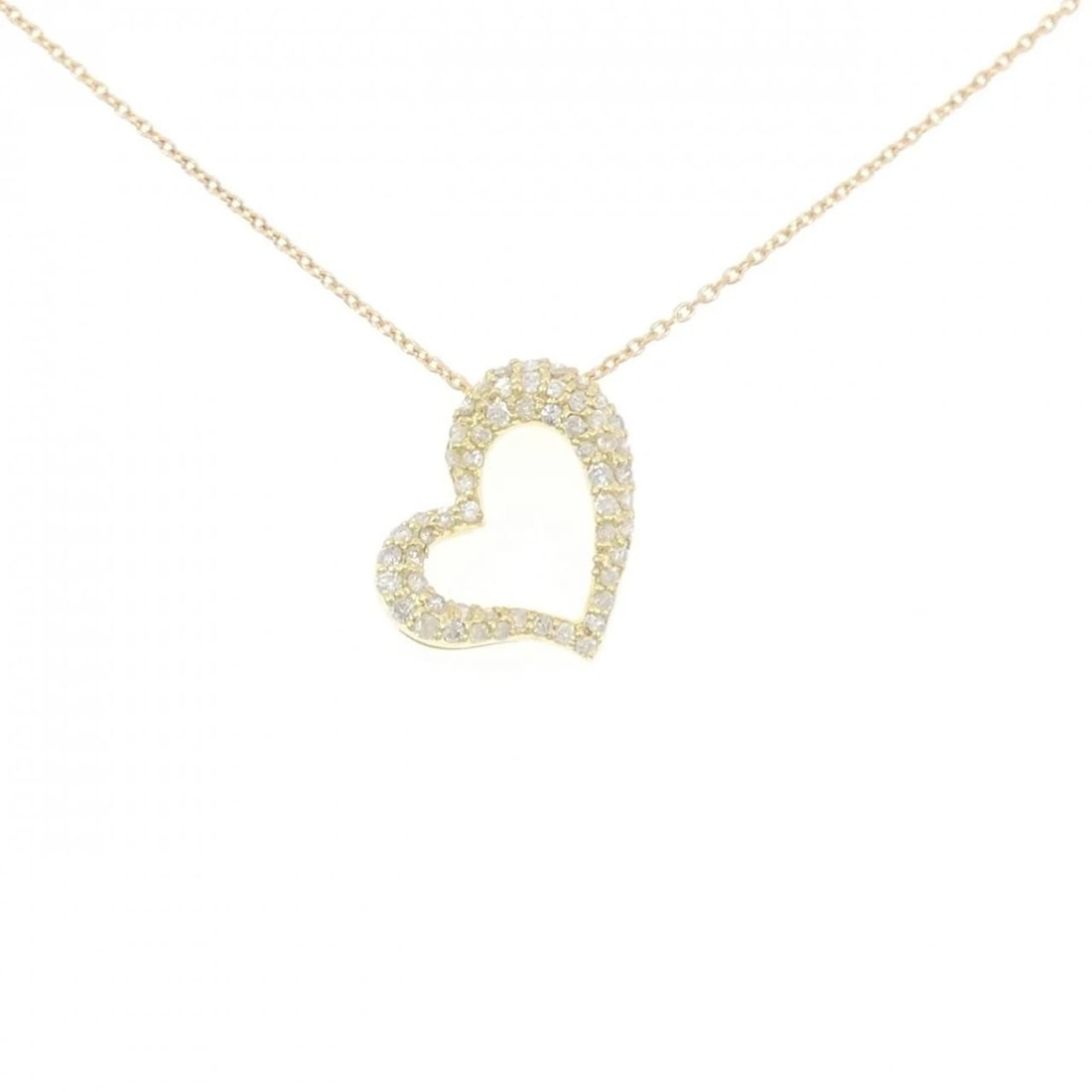 K18YG HEART DIAMOND NECKLACE: K18YG Heart Diamond Necklace Brand: Unbranded Type: Diamond Necklace Material: K18YG, Main Stone/Creation Natural Color: Yellow gold Size: 46cm Actual Size Pendant length approx. x width approx.: