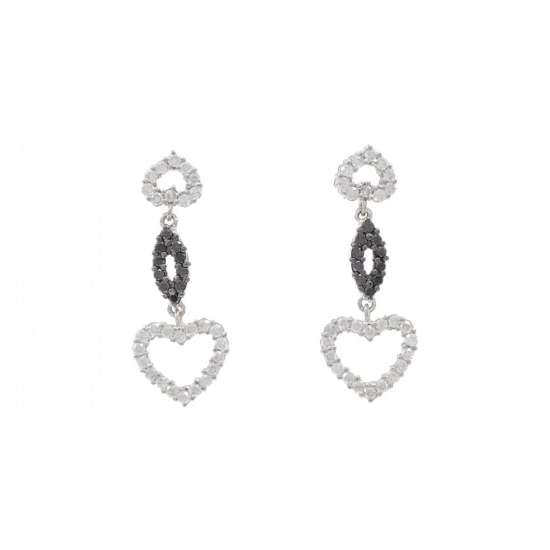K18WG HEART DIAMOND PIERCE: K18WG Heart Diamond Pierce Brand: Unbranded Type: Diamond Pierce/Earring Material: K18WG, Main Stone/Creation Natural Color: white Gold Size: Actual Size Approx. length x width: 29.4mm x 11.1mm