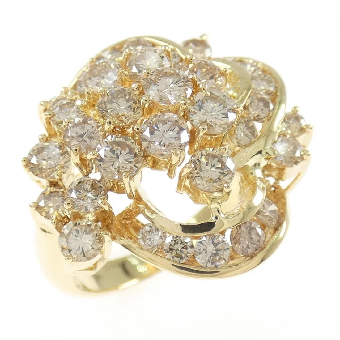 K18YG DIAMOND RING: K18YG Diamond Ring Brand: Unbranded Type: Diamond Ring Material: K18YG, Main Stone/Creation Natural Color: Yellow gold Size: US7 1/4 Accessories: None Accessories Notice: When purchasing pre-owned