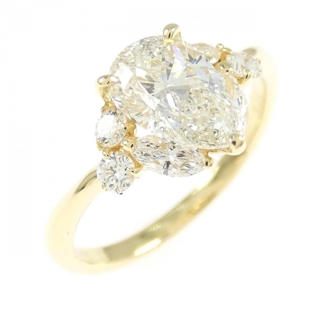 K18YG DIAMOND RING: K18YG Diamond Ring Brand: Unbranded Type: Ring Material: K18YG, Main Stone/Creation Natural Color: Yellow gold Size: US6 1/4 Accessories: None Accessories Notice: When purchasing pre-owned