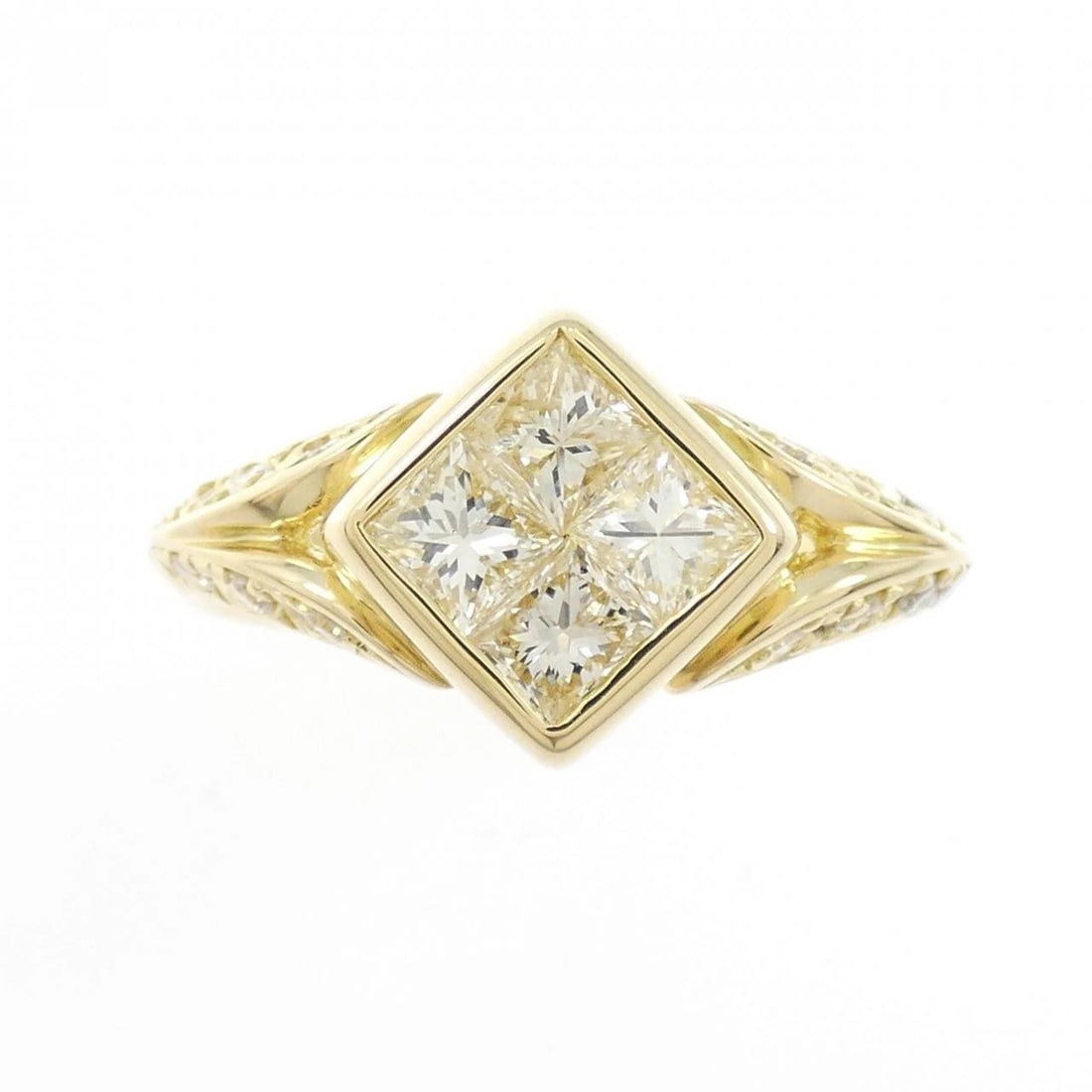 K18YG DIAMOND RING: K18YG Diamond Ring Brand: Unbranded Type: Diamond Ring Material: K18YG, Main Stone/Creation Natural Color: Yellow gold Size: US6 1/4 Accessories: None Accessories Notice: When purchasing pre-owned