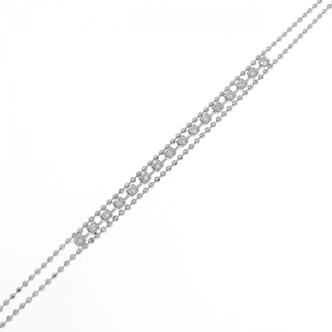 K18WG DIAMOND BRACELET: K18WG Diamond Bracelet Brand: Unbranded Type: Diamond Bracelet Material: K18WG, Main Stone/Creation Natural Color: White Gold Size: Actual Size Max width approx: 4.3mm 18-22cm Accessories: None