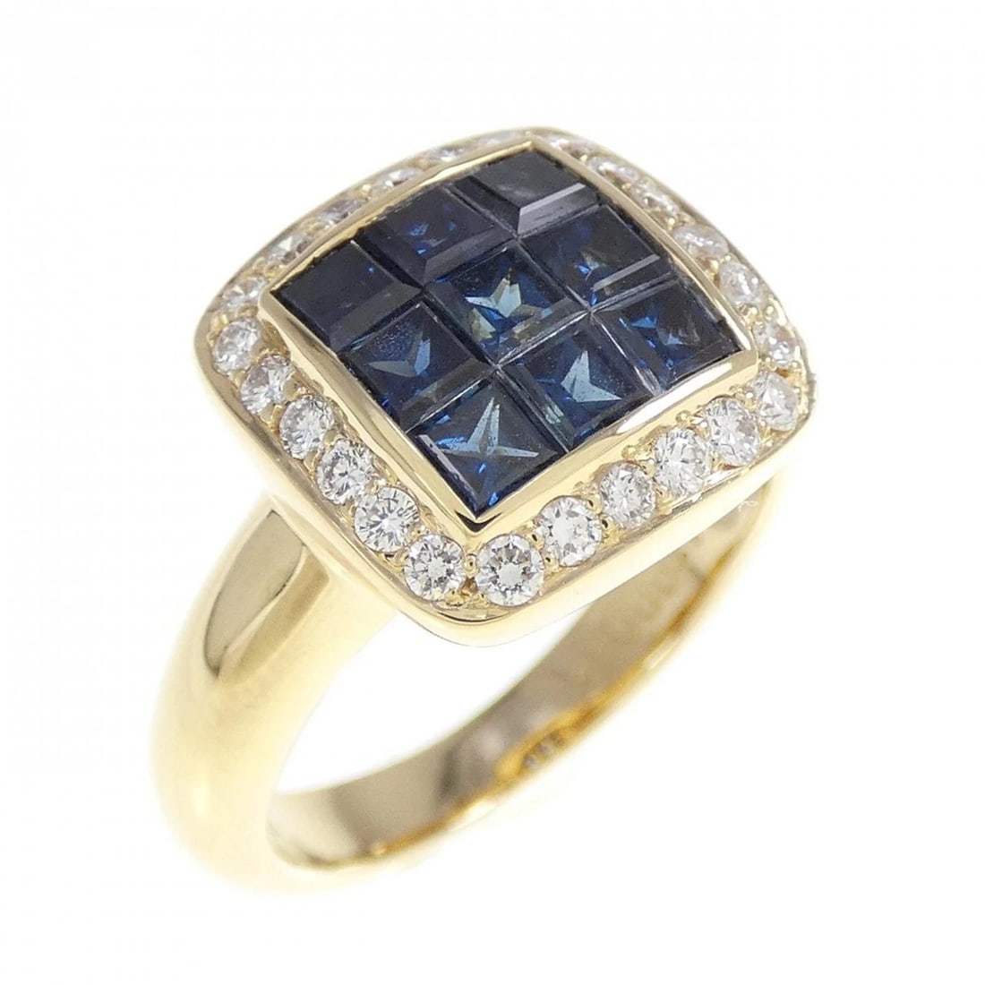 750YG SAPPHIRE RING: 750YG Sapphire Ring Brand: Unbranded Type: Sapphire Ring Material: 750YG, Main Stone/Creation Sapphire Secondary Stone Diamond Color: Yellow gold Size: US5 1/2 Accessories: None Accessories Notice: