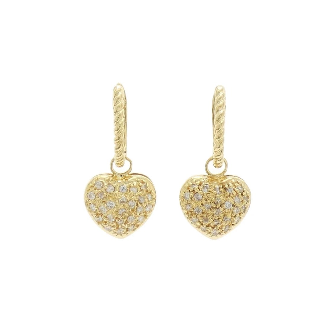 K18YG 2-WAY HEART DIAMOND PIERCING EARRINGS: K18YG 2-Way Heart Diamond Piercing Earrings Brand: Unbranded Type: Diamond Pierce/Earring Material: K18YG, Main Stone/Creation Natural Color: Yellow gold Size: Actual Size Approximate dimensions: