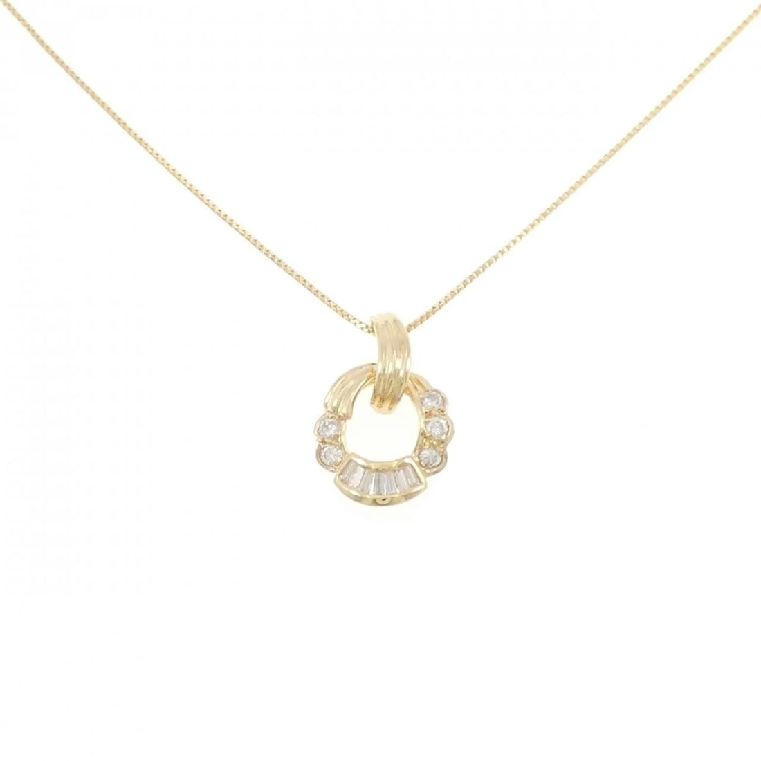 18K YELLOW GOLD DIAMOND NECKLACE: 18K Yellow Gold Diamond Necklace Brand: Unbranded Type: Diamond Necklace Material: K18YG, Main Stone/Creation Natural Color: Yellow gold Size: Actual Size Pendant length approx. x width approx.: