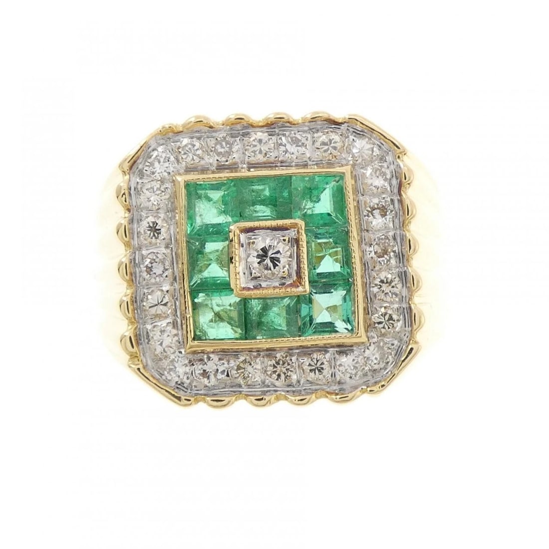K18YG/K18WG EMERALD RING - 2