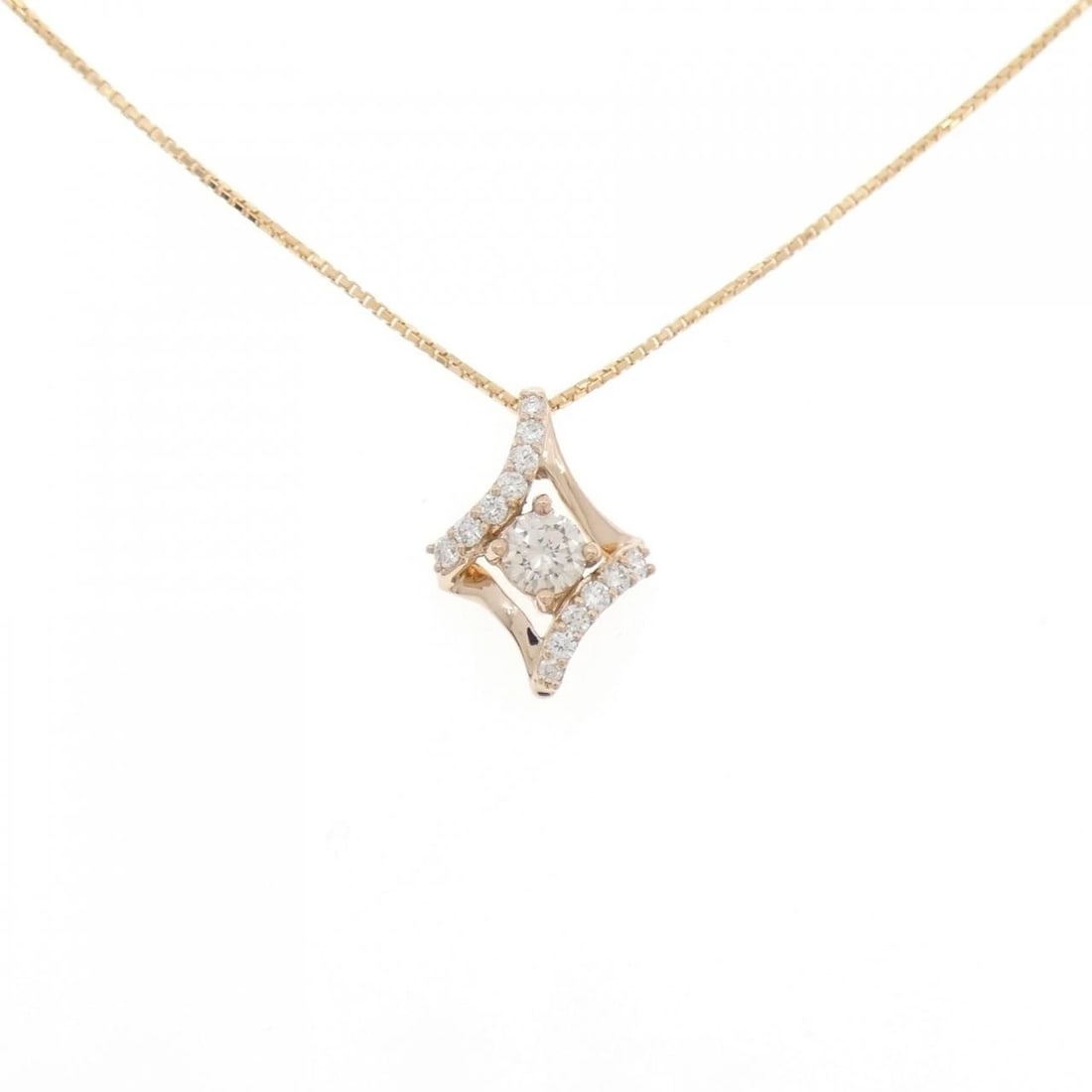 K18PG DIAMOND NECKLACE: K18PG Diamond Necklace Brand: Unbranded Type: Diamond Necklace Material: K18PG, Main Stone/Creation Natural Color: Pink gold Size: Actual Size Pendant length approx. x width approx.: 16.1mmx11.8mm