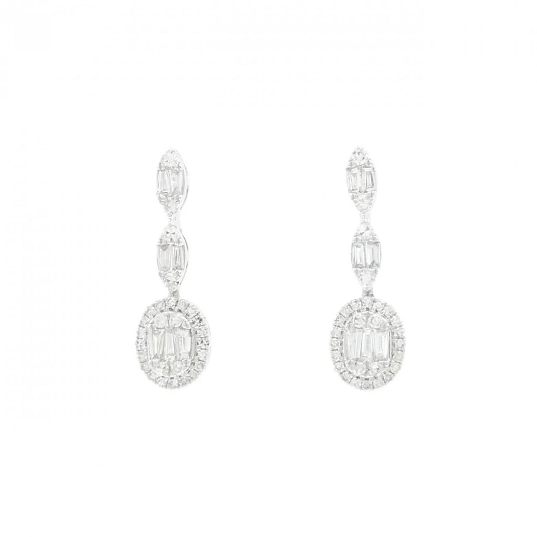 K18WG DIAMOND PIERCE: K18WG Diamond Pierce Brand: Unbranded Type: Diamond Pierce/Earring Material: K18WG, Main Stone/Creation Natural Color: White Gold Size: Actual Size Approximate dimensions (height x width): 19.3cm x