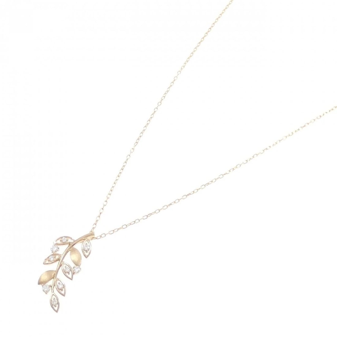 K18PG LEAF DIAMOND NECKLACE - 2