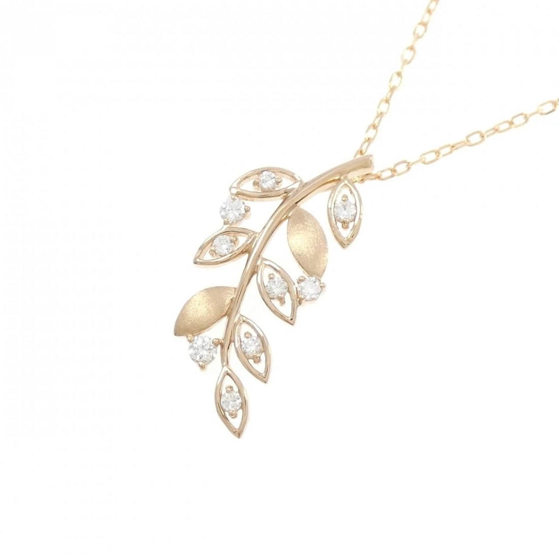 K18PG LEAF DIAMOND NECKLACE - 3