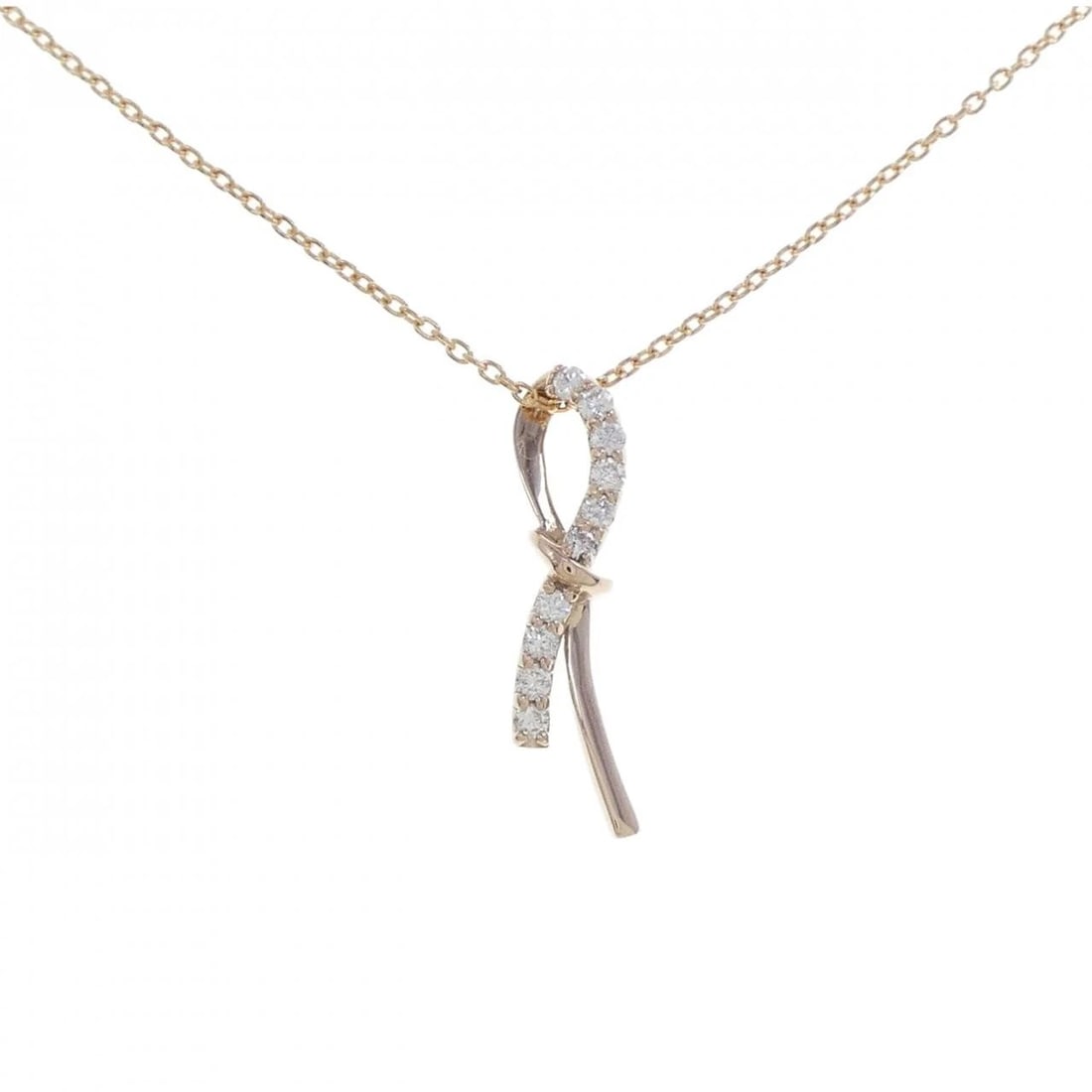 K18PG DIAMOND NECKLACE: K18PG Diamond Necklace Brand: Unbranded Type: Diamond Necklace Material: K18PG, Main Stone/Creation Natural Color: Pink gold Size: 46cm Actual Size Pendant length approx. x width approx.: