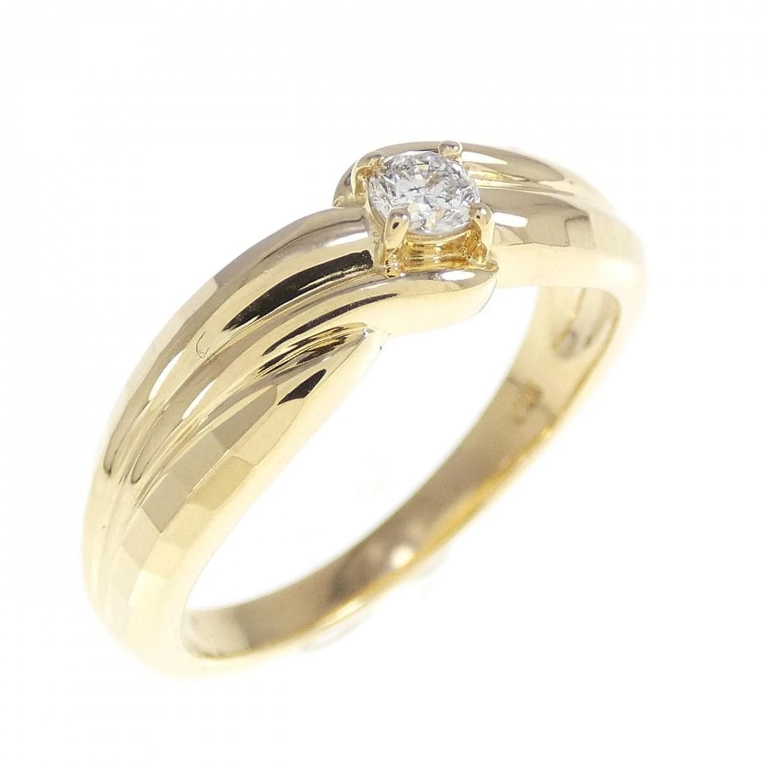 K18YG DIAMOND RING: K18YG Diamond Ring Brand: Unbranded Type: Diamond Ring Material: K18YG, Main Stone/Creation Natural Color: Yellow gold Size: US6 Accessories: None Accessories Notice: When purchasing pre-owned goods,