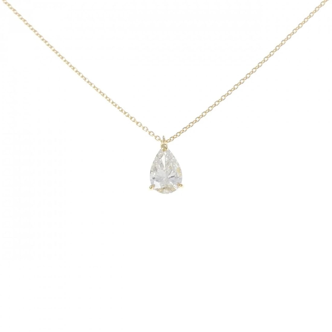 K18YG DIAMOND NECKLACE: K18YG Diamond Necklace Brand: Unbranded Type: Necklace Material: K18YG, Main Stone/Creation Natural Color: Yellow gold Size: 45cm Actual Size Pendant length approx. x width approx.: 11.2mmx6.3mm