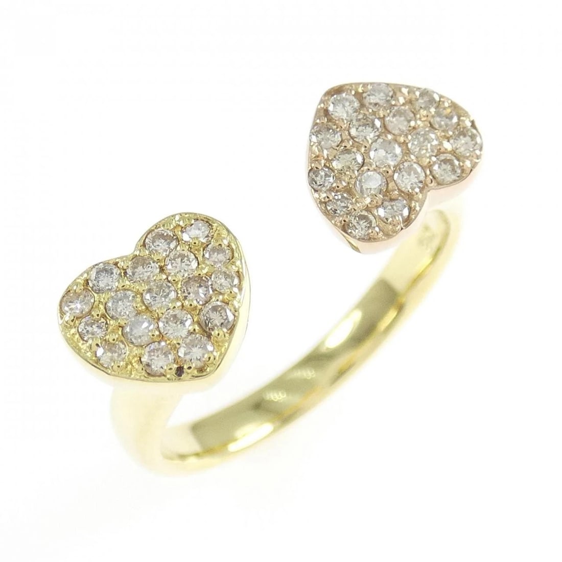 K18YG/K18PG HEART DIAMOND RING: K18YG/K18PG Heart Diamond Ring Brand: Unbranded Type: Diamond Ring Material: K18YG/K18PG, Main Stone/Creation Natural Color: YG,PG Size: US5 1/4 Accessories: None Accessories Notice: When purchasing