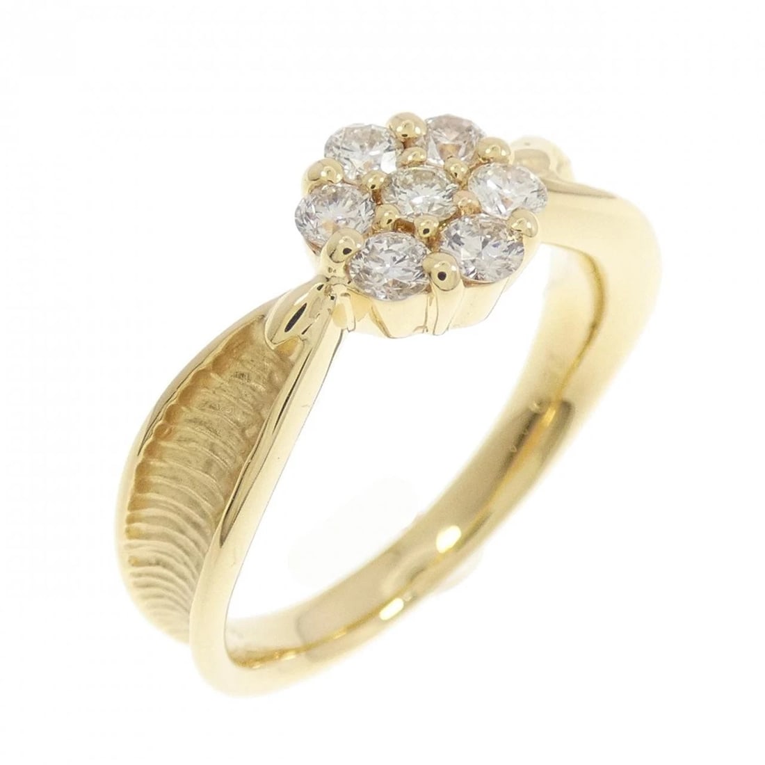 K18YG FLOWER DIAMOND RING: K18YG Flower Diamond Ring Brand: Unbranded Type: Diamond ring Material: K18YG, Main Stone/Creation Natural Color: Yellow gold Size: US5 1/4 Accessories: None Accessories Notice: When purchasing