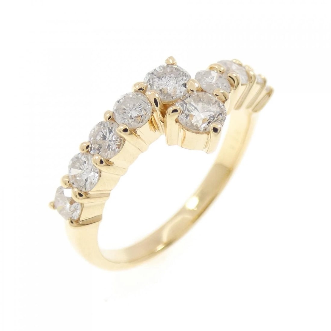 K18YG DIAMOND RING: K18YG Diamond Ring Brand: Unbranded Type: Diamond Ring Material: K18YG, Main Stone/Creation Natural Color: Yellow gold Size: US6 Accessories: None Accessories Notice: When purchasing pre-owned goods,