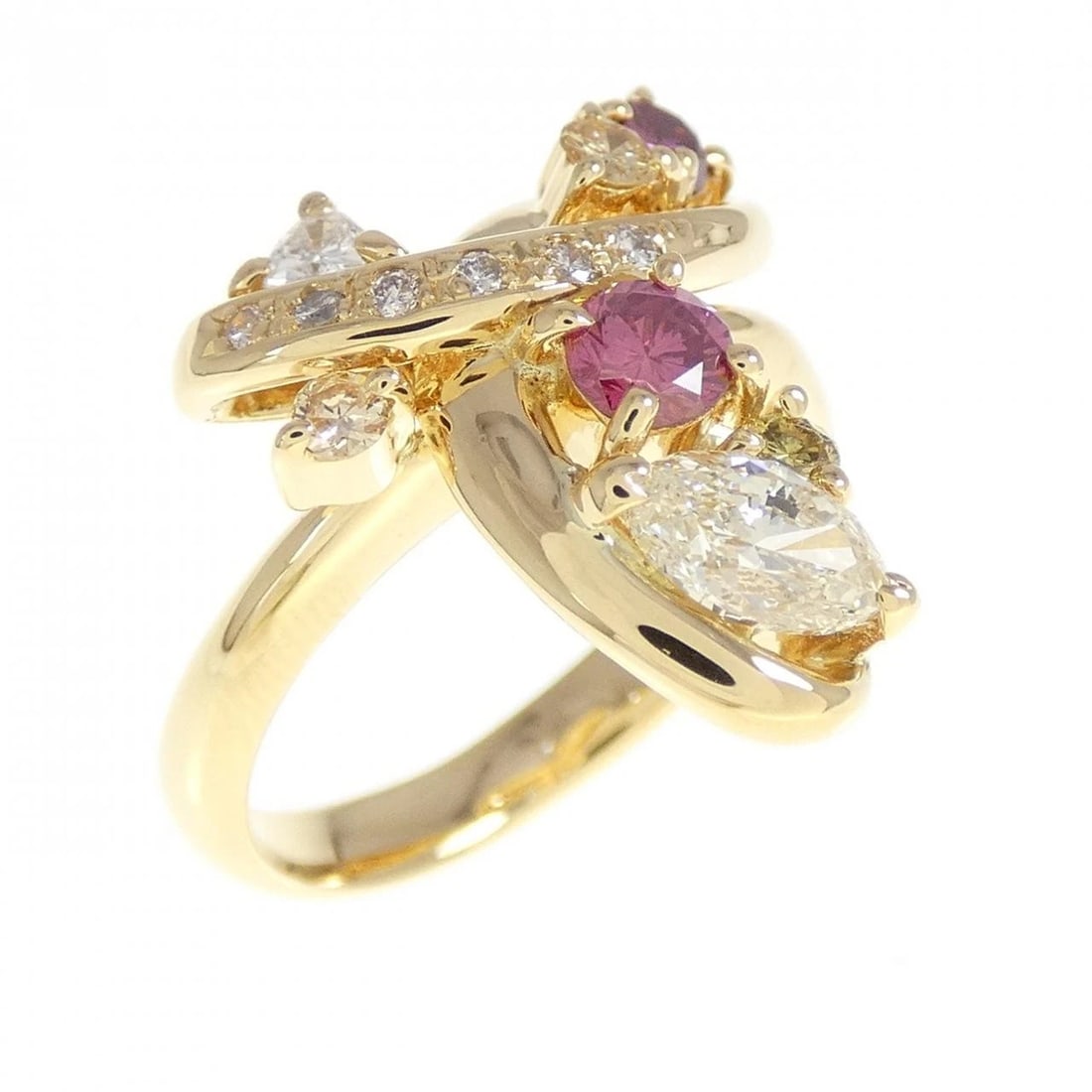 K18YG DIAMOND RING: K18YG Diamond Ring Brand: Unbranded Type: Diamond ring Material: K18YG, Main Stone/Creation Natural Color: Yellow gold Size: US5.5 Accessories: None Accessories Notice: When purchasing pre-owned
