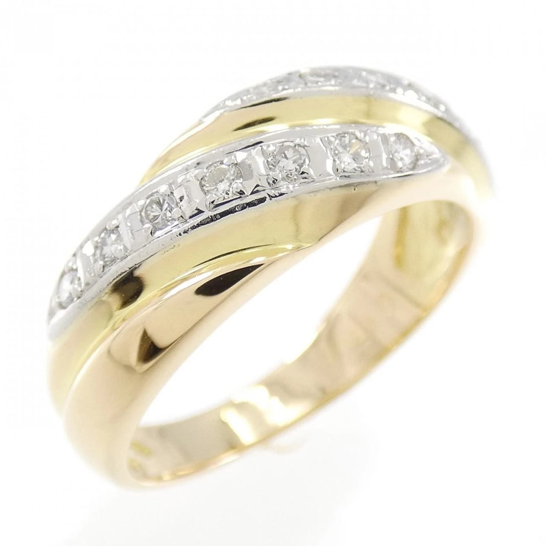 K18YG/PT850 DIAMOND RING: K18YG/PT850 Diamond Ring Brand: Unbranded Type: Diamond ring Material: K18YG/PT850, Main Stone/Creation Natural Color: Silver Size: US5 3/4 Accessories: None Accessories Notice: When purchasing