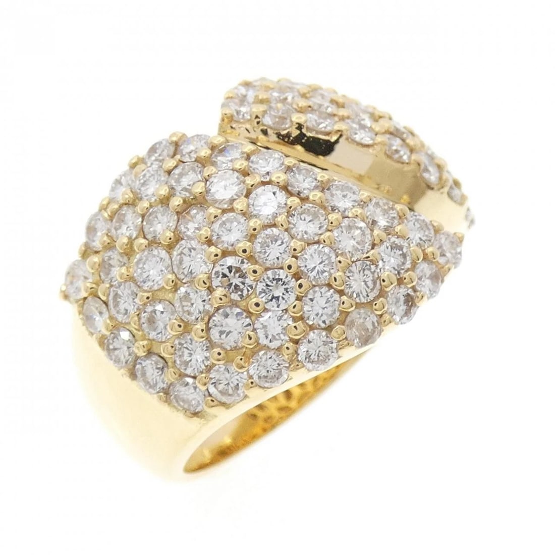 K18YG PAVE DIAMOND RING: K18YG Pave Diamond Ring Brand: Unbranded Type: Diamond Ring Material: K18YG, Main Stone/Creation Natural Color: Yellow gold Size: US6 1/4 Accessories: None Accessories Notice: When purchasing