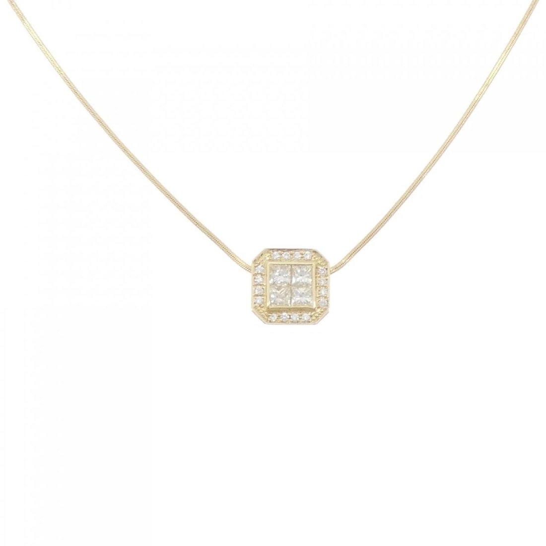 K18YG DIAMOND NECKLACE: K18YG Diamond Necklace Brand: Unbranded Type: Diamond Necklace Material: K18YG, Main Stone/Creation Natural Color: Yellow gold Size: Actual Size Pendant length approx. x width approx.: 11.4mmx11.4mm